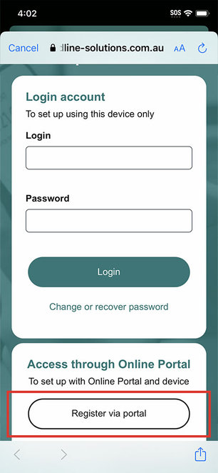 Register via portal