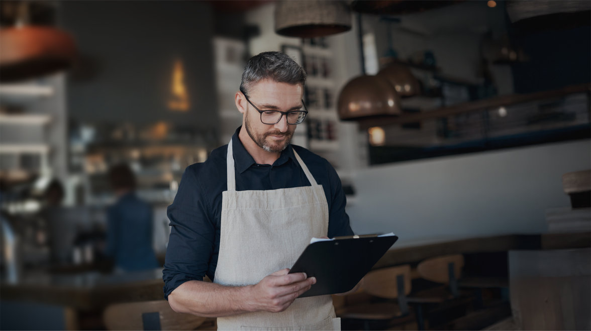 Restaurant owner working